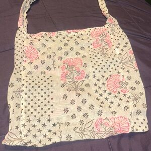 Free People Pink and Cream Floral Tote